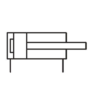 Double-acting cylinder with cushioning on one side symbol